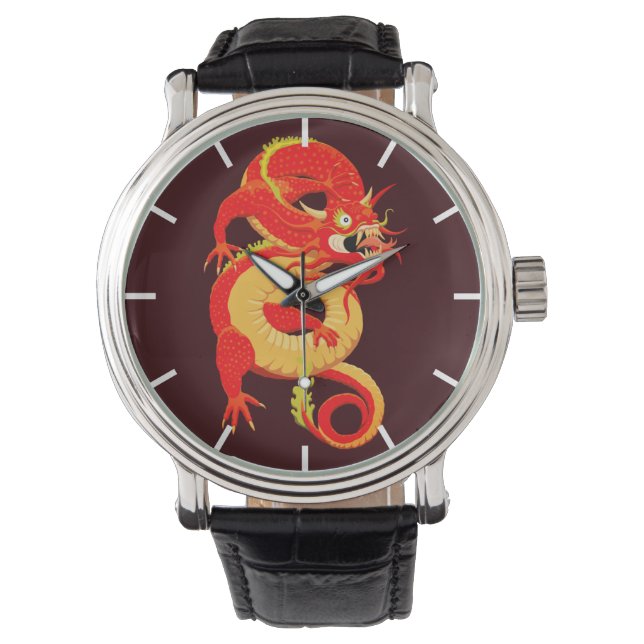 Red Chinese Dragon Watch Horloge (Voorkant)
