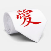Red Chinese Love Symbol Stropdas (Opgerold)