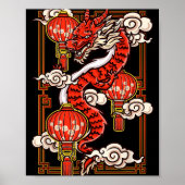 Red Chinese New Year Of The Dragon 2024 Lanterns C Poster (Voorkant)