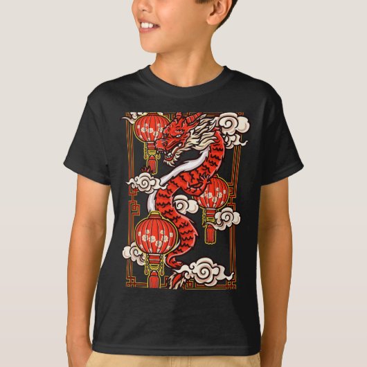 Red Chinese New Year Of The Dragon 2024 Lanterns C T-shirt (Voorkant)