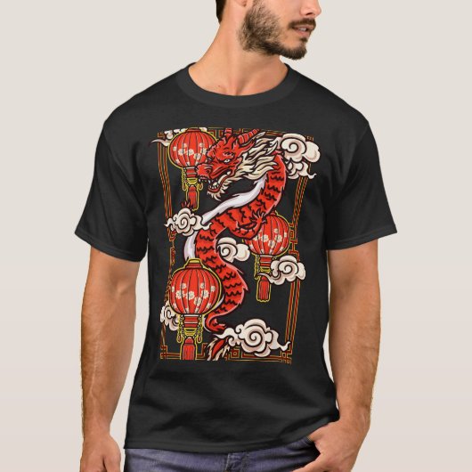 Red Chinese New Year Of The Dragon 2024 Lanterns C T-shirt (Voorkant)
