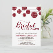 Red Chinese Paper Lantern Bridal Shower-uitnodigin Kaart (Staand voorkant)