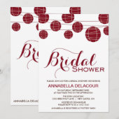 Red Chinese Paper Lantern Bridal Shower-uitnodigin Kaart (Voorkant / Achterkant)