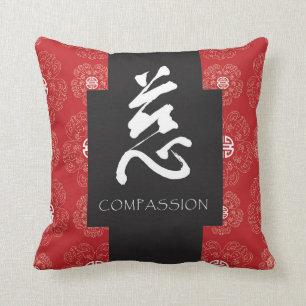 Red Chinese Zen Compassion Pillow Kussen