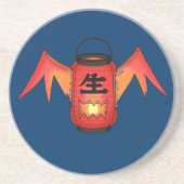 Red Chochin-obake (Papierlantaarnghost) Zandsteen Onderzetter (Voorkant)