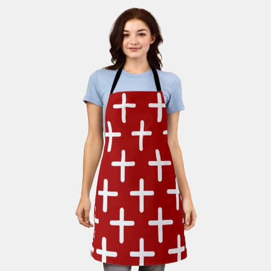 Red Christianity cross pattern design Schort (Gedragen)