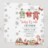 Red Christmas Baby It’s Cold Outside Baby Shower Kaart (Voorkant / Achterkant)