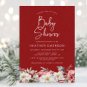 Red Christmas Baby shower Invitation Kaart