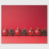 Red Christmas Balls and Pinecones Cadeaupapier (Vlak)