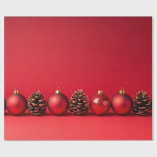 Red Christmas Balls and Pinecones Cadeaupapier