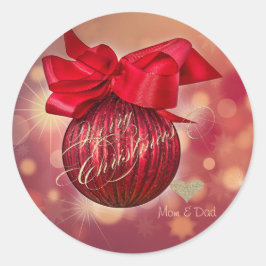 Red Christmas Balls Bokeh Company Ronde Sticker