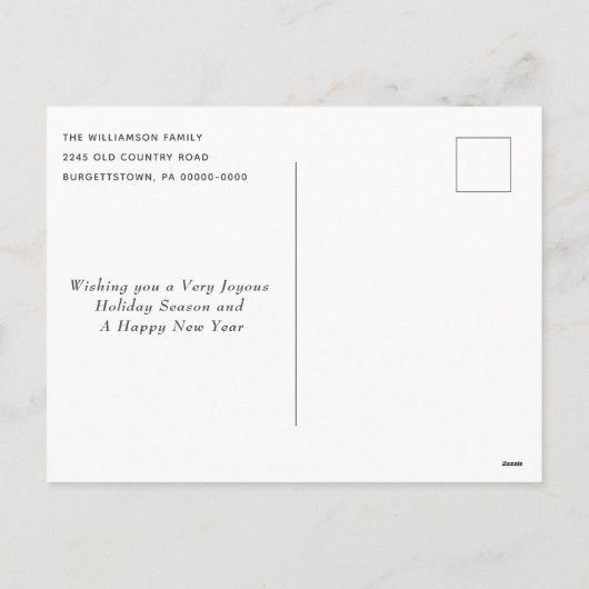 Red Christmas Barn Country Script Comfort en Joy Feestdagenkaart (Achterkant)