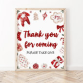 Red Christmas Bedankt voor uw komst Baby shower Poster