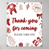 Red Christmas Bedankt voor uw komst Baby shower Poster (Voorkant)