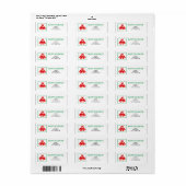 Red Christmas Bells Vakantie retour adres label (Full Sheet)