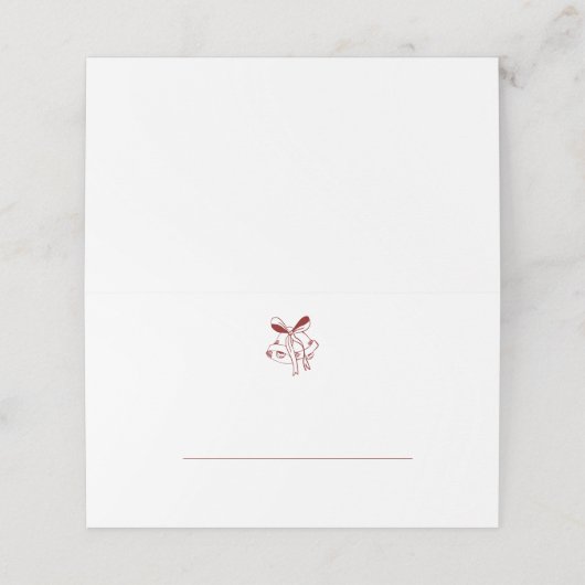 Red Christmas Bells Winter Wedding Plaatskaartje (Buitenkant ongevouwen)