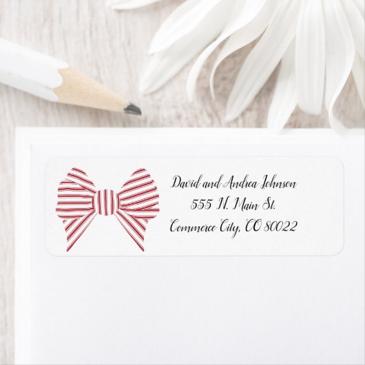 Red Christmas Bow Return Address Label (Insitu)