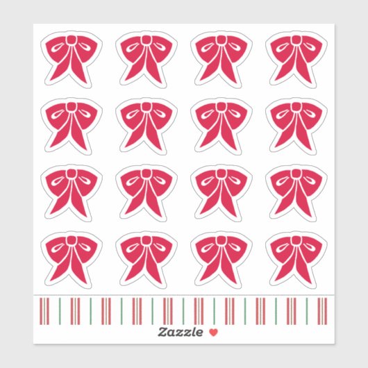Red Christmas Bow Stickers (Vel)