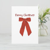 Red Christmas Bow with Merry Christmas Text Kaart (Staand voorkant)