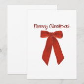 Red Christmas Bow with Merry Christmas Text Kaart (Voorkant / Achterkant)