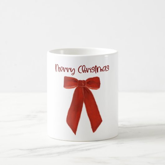Red Christmas Bow with Merry Christmas Text Koffiemok (Center)