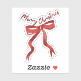 Red Christmas Bow with Merry Christmas Text Sticker