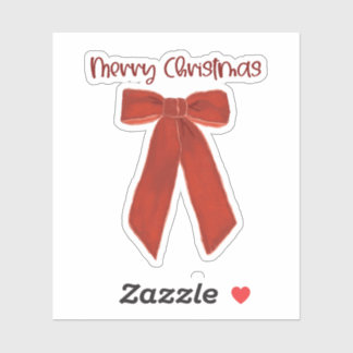 Red Christmas Bow with Merry Christmas Text Sticker