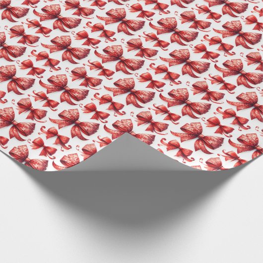 Red Christmas Bows Cadeaupapier (Hoek)