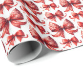 Red Christmas Bows Cadeaupapier (Rol Hoek)