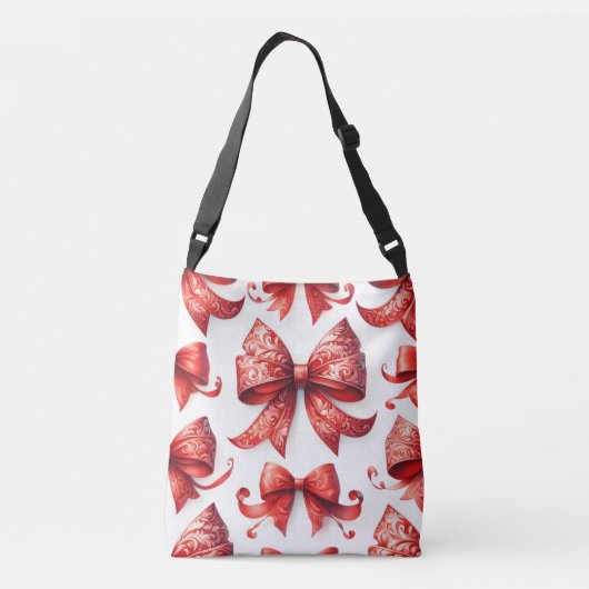 Red Christmas Bows Crossbody Tas (Achterkant)