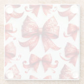 Red Christmas Bows Glazen Onderzetter (Achterkant)