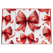 Red Christmas Bows Groot Cadeauzakje (Voorkant)