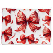 Red Christmas Bows Groot Cadeauzakje (Achterkant)
