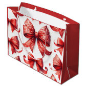 Red Christmas Bows Groot Cadeauzakje (Achterkant Gekanteld)