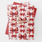 Red Christmas Bows Inpakpapier Vel (In situ)