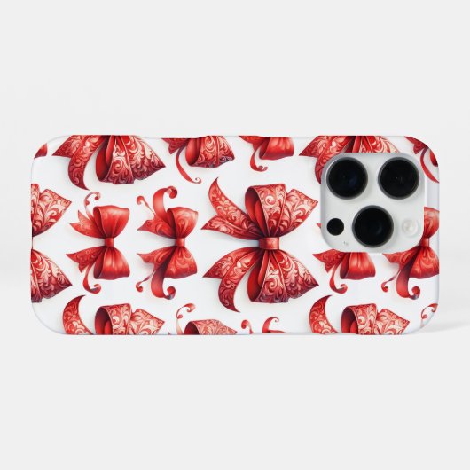 Red Christmas Bows iPhone Hoesje (Achterkant horizontaal)