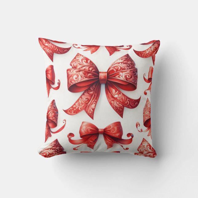 Red Christmas Bows Kussen (Voorkant)