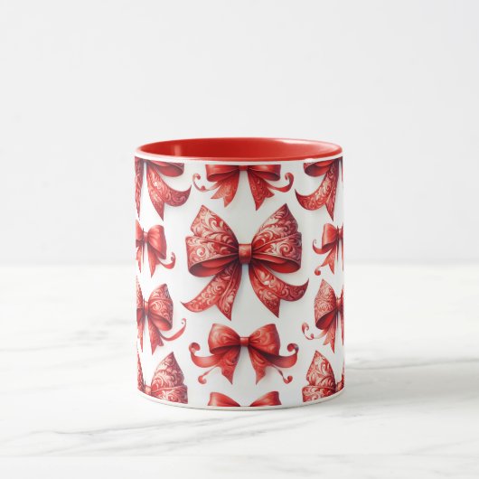 Red Christmas Bows Mok (Midden)