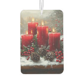 Red Christmas Candles Pine Cones Holly Luchtverfrisser (Achterkant)