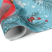 Red Christmas Cardinal Bird Holiday Cadeaupapier (Rol Hoek)