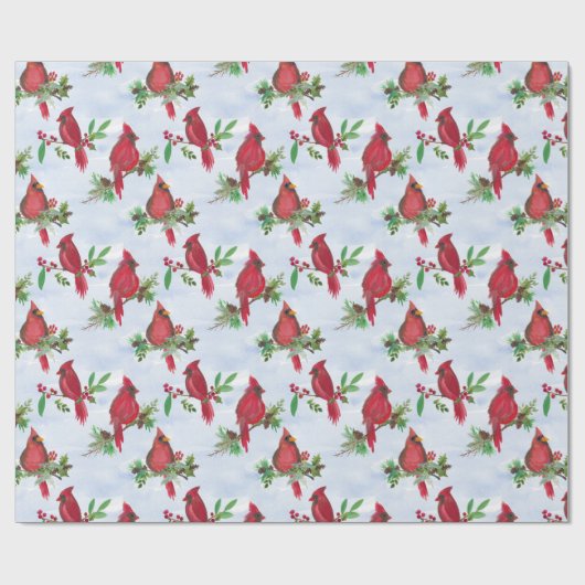 Red Christmas Cardinal Wrapping Paper Religous Cadeaupapier (Vlak)
