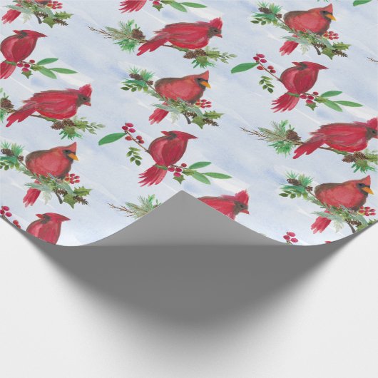 Red Christmas Cardinal Wrapping Paper Religous Cadeaupapier (Hoek)