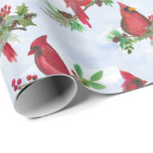 Red Christmas Cardinal Wrapping Paper Religous Cadeaupapier (Rol Hoek)