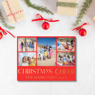Red Christmas Cheer Folie Holiday Kaart 5 foto's