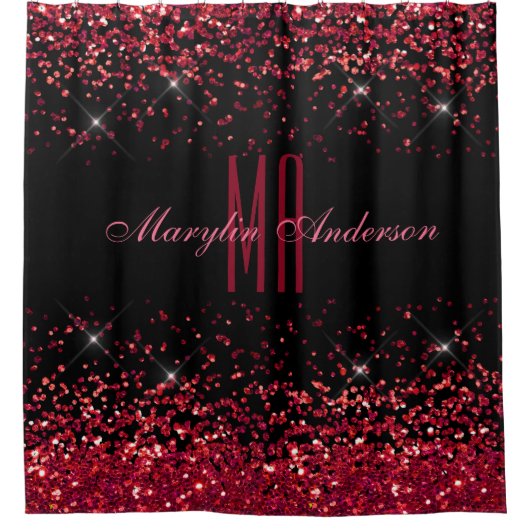 RED CHRISTMAS CHUNKY GLITTER CUSTOM MONOGRAM DOUCHEGORDIJN (Voorkant)