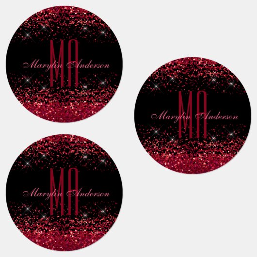 RED CHRISTMAS CHUNKY GLITTER CUSTOM MONOGRAM LABELS (Groep)