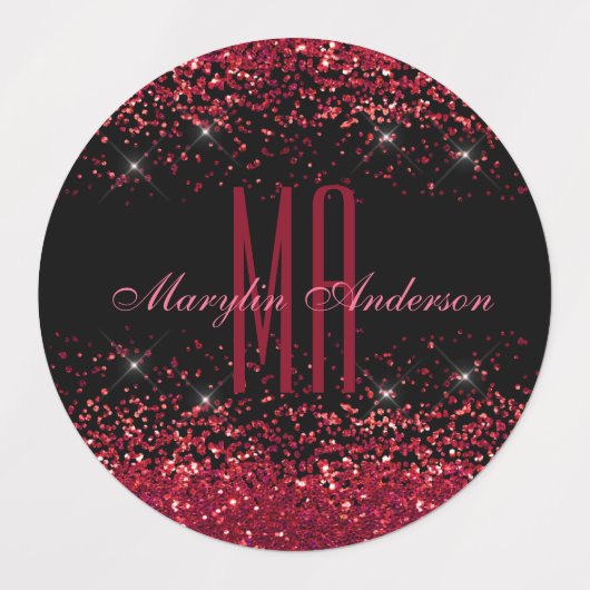 RED CHRISTMAS CHUNKY GLITTER CUSTOM MONOGRAM LABELS (Design 2)