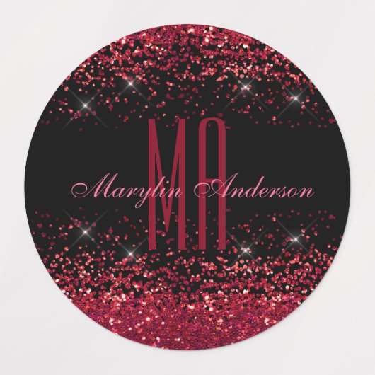RED CHRISTMAS CHUNKY GLITTER CUSTOM MONOGRAM LABELS (Design 1)
