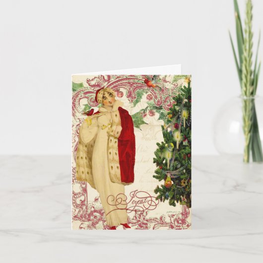 Red Christmas Coat Holiday Cards Feestdagen Kaart (Voorkant)