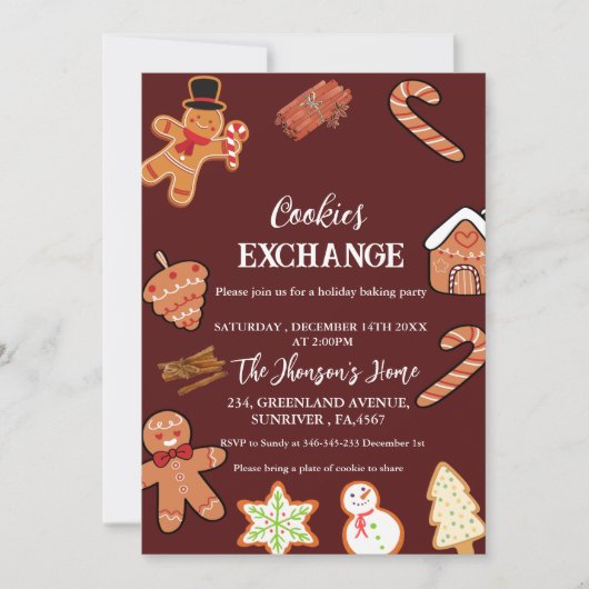 Red Christmas Cookies Exchange Party uitnodiging (Voorkant)